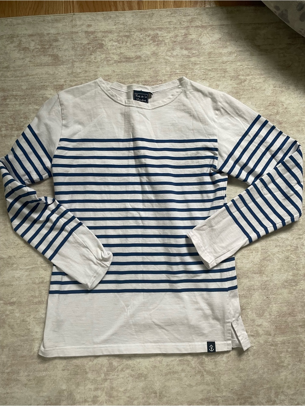 French brand White & Blue Striped Breton Top
